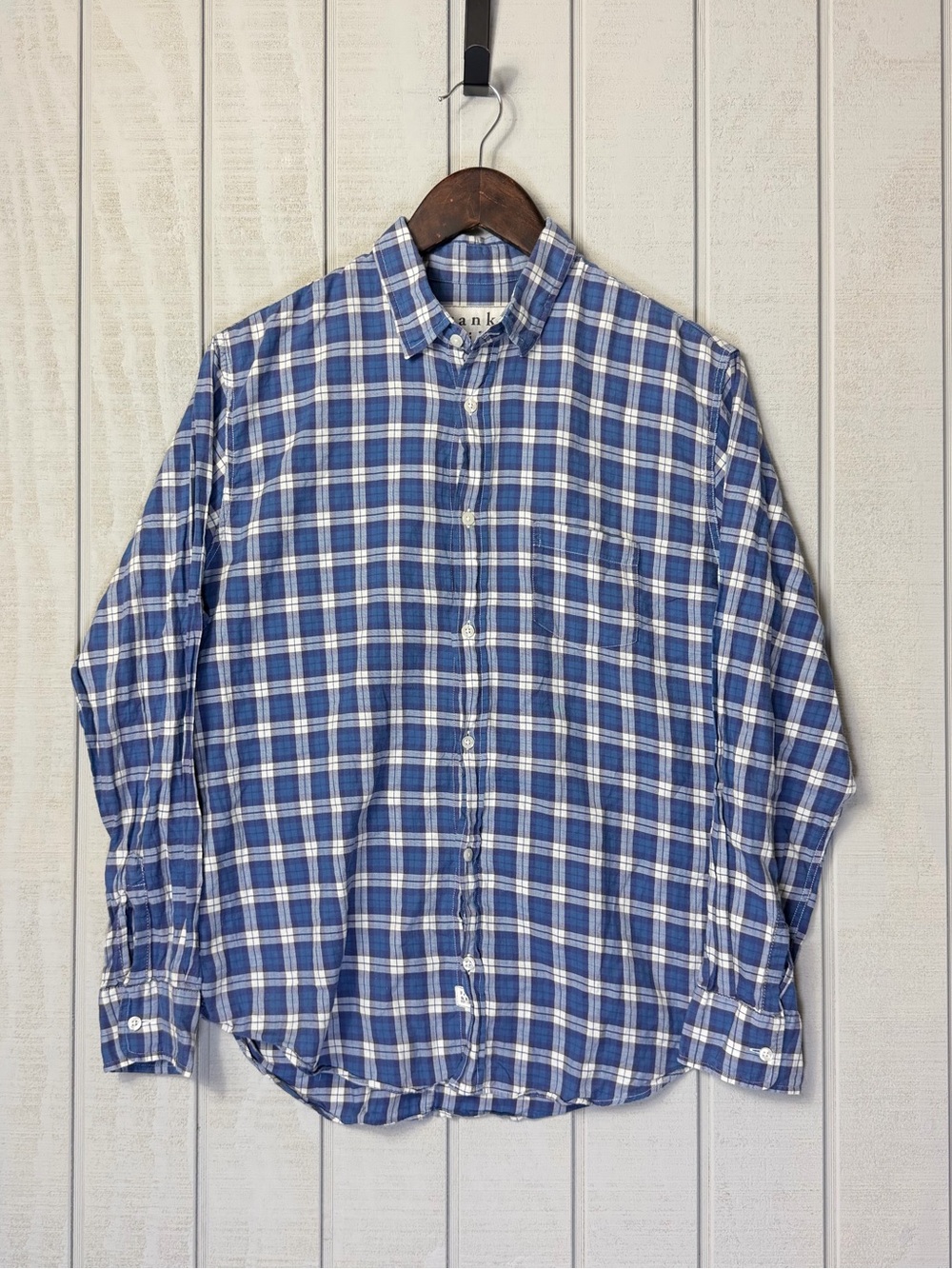 Frank & Eileen Shirt Women’s Medium Blue Luke Button Up Long Sleeve Plaid Light
